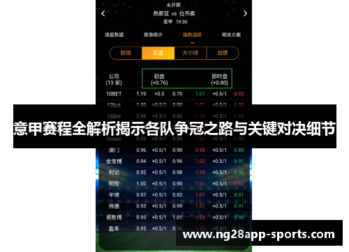 意甲赛程全解析揭示各队争冠之路与关键对决细节